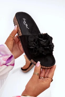 Boto Klapki Korkowe|Klapki Damskie Klasyczne*Klapki Damskie Na Korkowej Platformie Z Eko Zamszu Czarne Jaihini