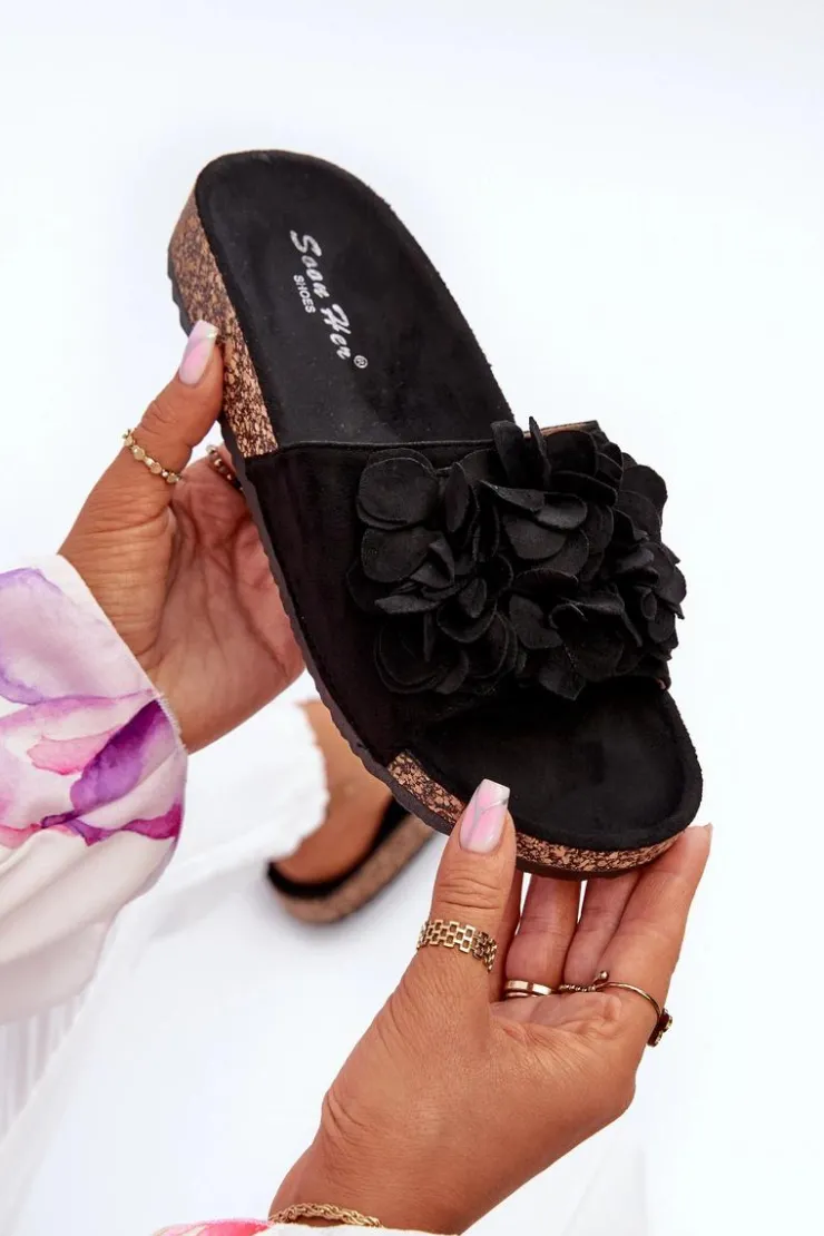 Boto Klapki Korkowe|Klapki Damskie Klasyczne*Klapki Damskie Na Korkowej Platformie Z Eko Zamszu Czarne Jaihini