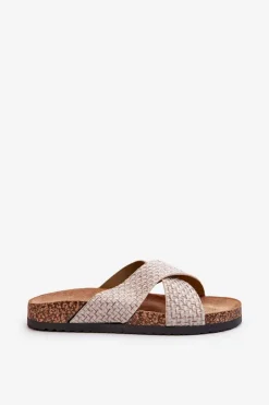 Damskie Evento Klapki Damskie Na Korkowej Platformie Beżowe Tesolen