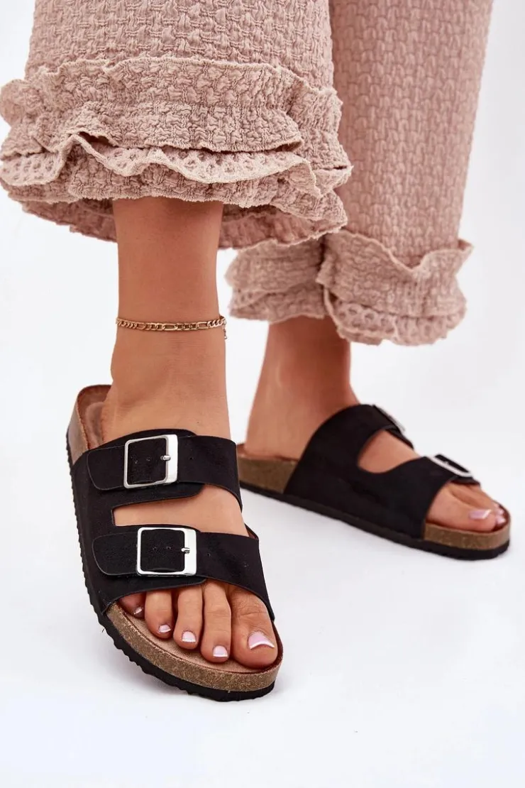 Boto Klapki Korkowe|Klapki Na Platformie*Klapki Damskie Na Korkowej Platformie Klamry Czarne Evisolla