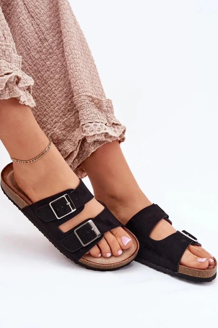 Boto Klapki Korkowe|Klapki Na Platformie*Klapki Damskie Na Korkowej Platformie Klamry Czarne Evisolla