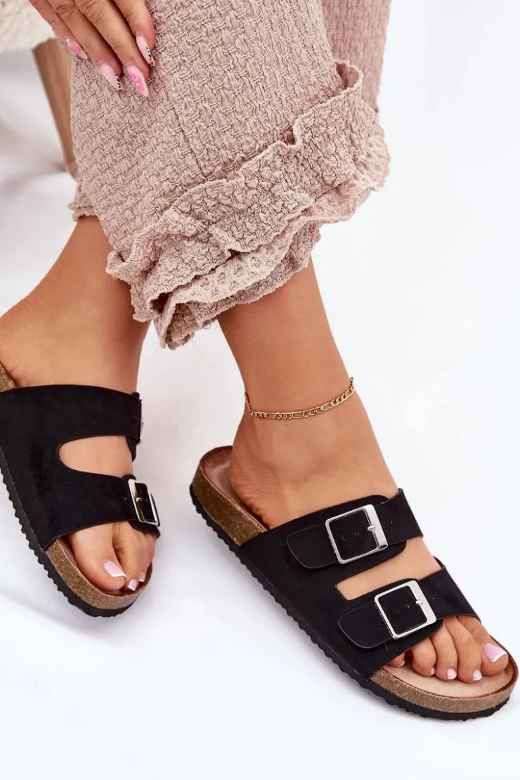 Boto Klapki Korkowe|Klapki Na Platformie*Klapki Damskie Na Korkowej Platformie Klamry Czarne Evisolla