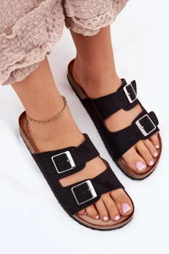 Boto Klapki Korkowe|Klapki Na Platformie*Klapki Damskie Na Korkowej Platformie Klamry Czarne Evisolla