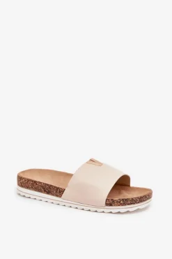 Boto Klapki Korkowe|Klapki Na Platformie*Klapki Damskie Na Korkowej Platformie Z Ozdobnym Detalem Beżowe Vessira