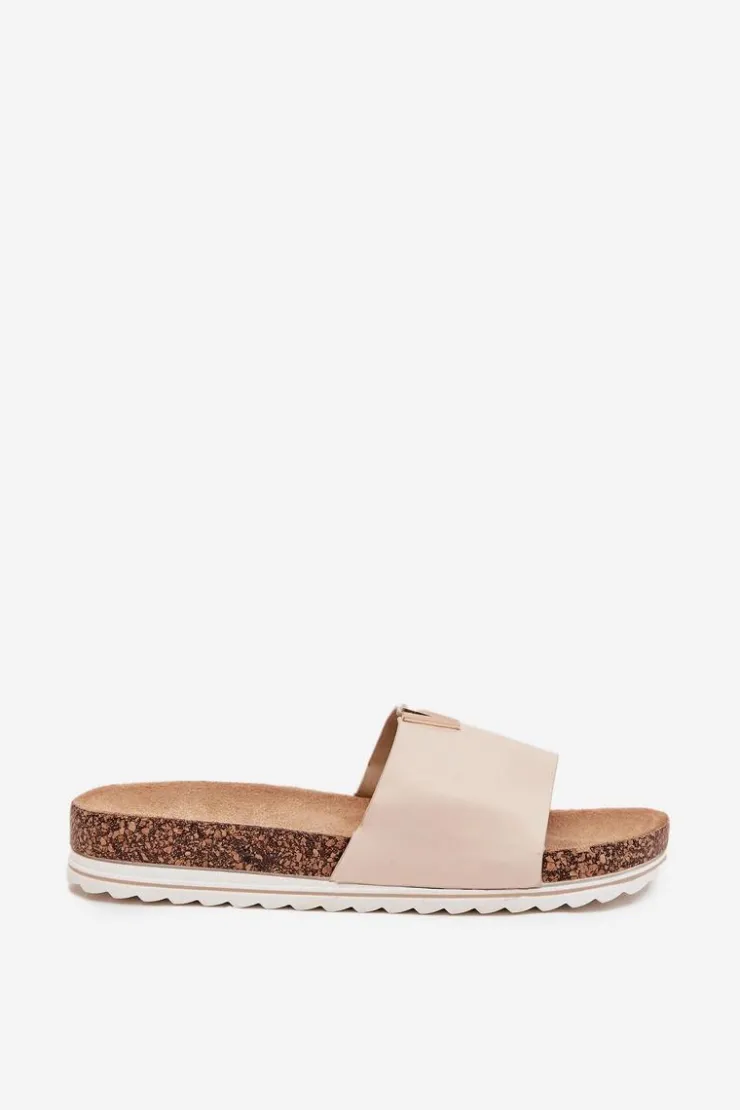 Boto Klapki Korkowe|Klapki Na Platformie*Klapki Damskie Na Korkowej Platformie Z Ozdobnym Detalem Beżowe Vessira