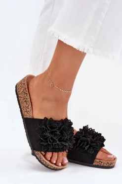 Boto Klapki Korkowe|Klapki Na Platformie*Klapki Damskie Na Korkowej Platformie Czarne Elirna