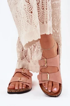 Boto Klapki Korkowe|Klapki Damskie Klasyczne*Klapki Damskie Na Korkowej Platformie Ze Złotymi Klamrami Różowe Lisavionea