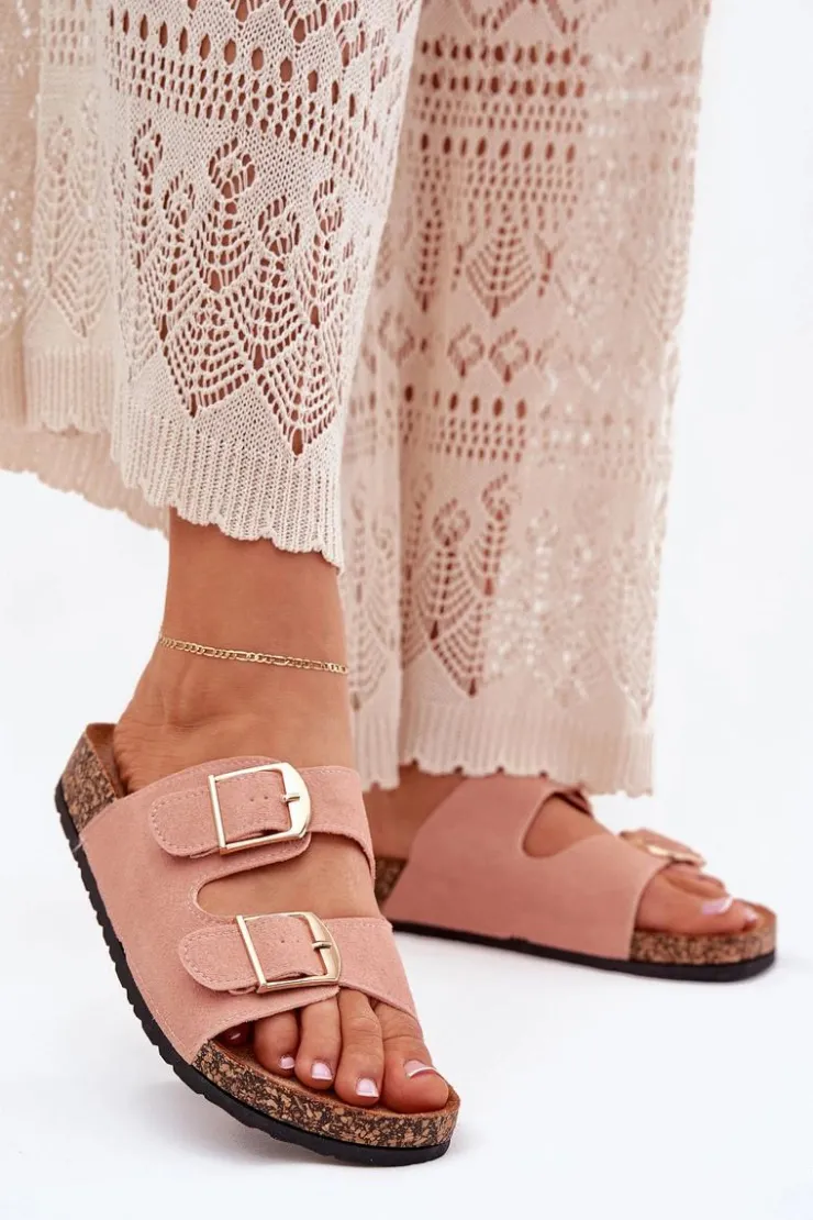 Boto Klapki Korkowe|Klapki Damskie Klasyczne*Klapki Damskie Na Korkowej Platformie Ze Złotymi Klamrami Różowe Lisavionea