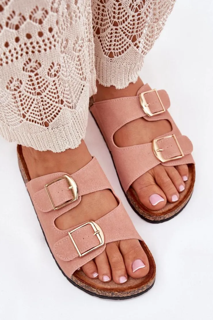 Boto Klapki Korkowe|Klapki Damskie Klasyczne*Klapki Damskie Na Korkowej Platformie Ze Złotymi Klamrami Różowe Lisavionea