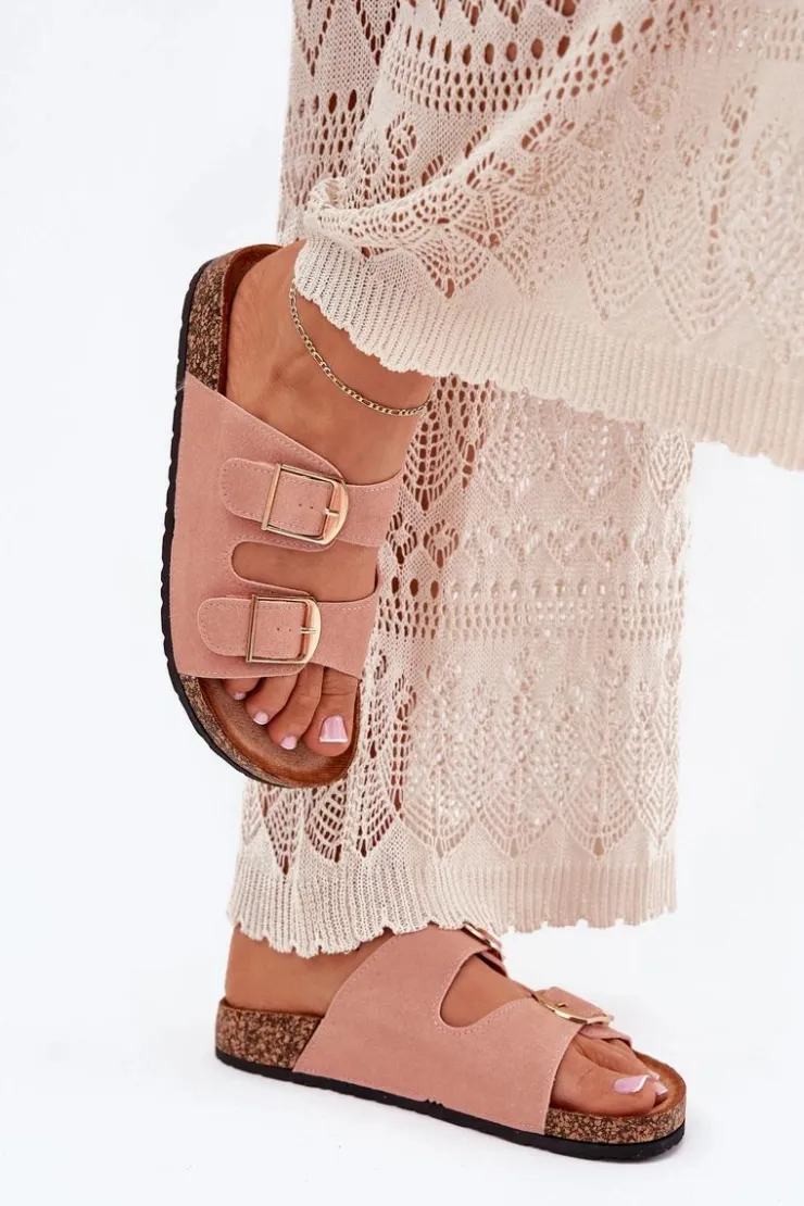 Boto Klapki Korkowe|Klapki Damskie Klasyczne*Klapki Damskie Na Korkowej Platformie Ze Złotymi Klamrami Różowe Lisavionea