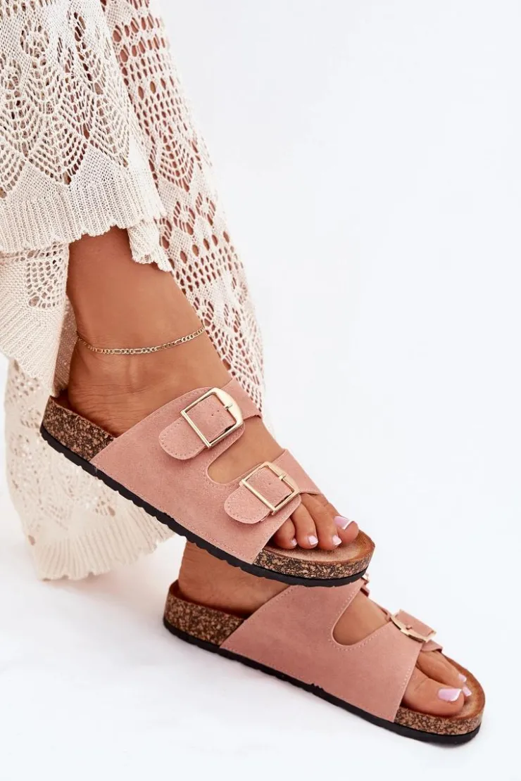 Boto Klapki Korkowe|Klapki Damskie Klasyczne*Klapki Damskie Na Korkowej Platformie Ze Złotymi Klamrami Różowe Lisavionea