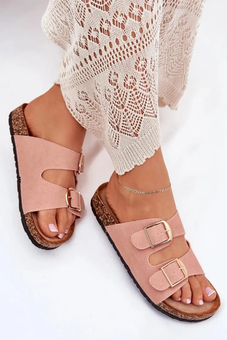 Boto Klapki Korkowe|Klapki Damskie Klasyczne*Klapki Damskie Na Korkowej Platformie Ze Złotymi Klamrami Różowe Lisavionea