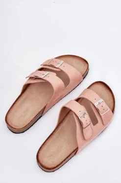 Boto Klapki Korkowe|Klapki Na Platformie*Klapki Damskie Na Korkowej Platformie Klamry Różowe Evisolla