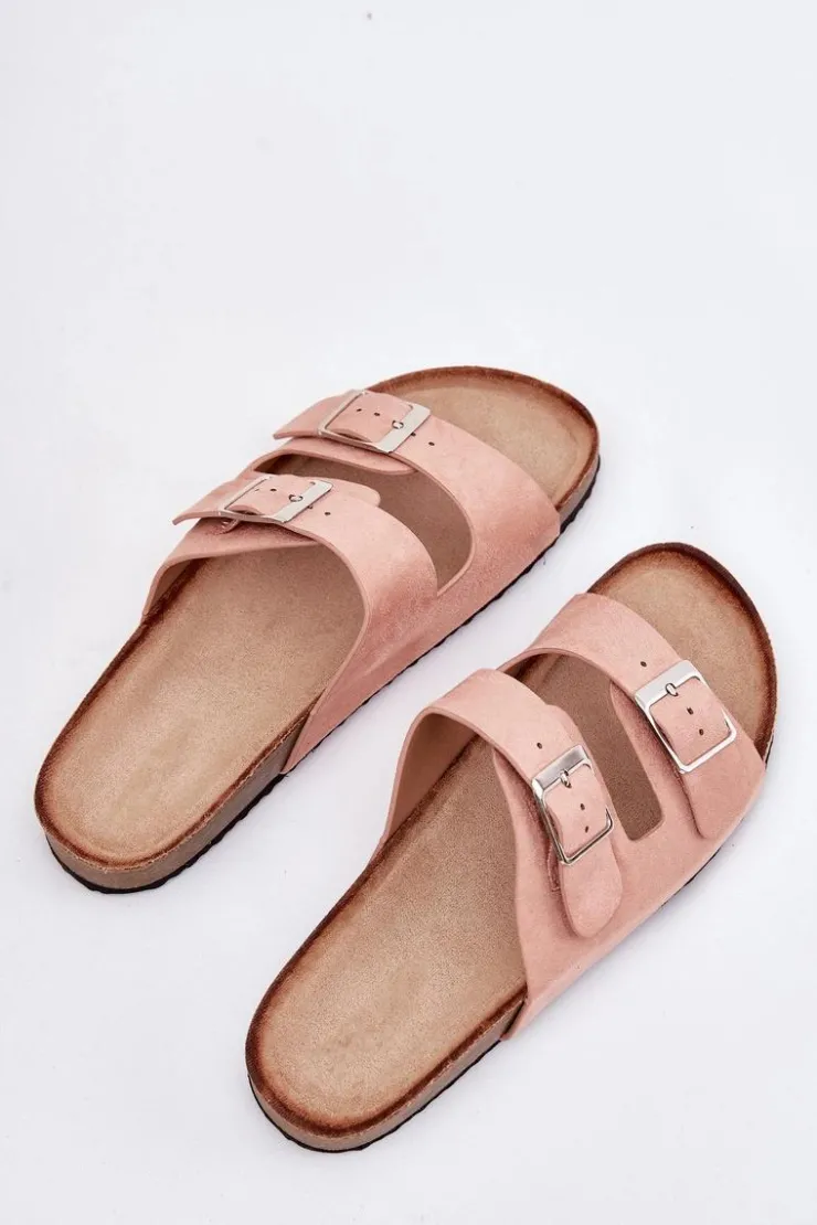 Boto Klapki Korkowe|Klapki Na Platformie*Klapki Damskie Na Korkowej Platformie Klamry Różowe Evisolla