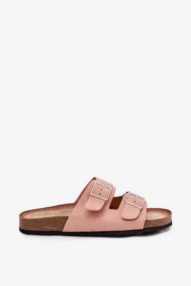 Boto Klapki Korkowe|Klapki Na Platformie*Klapki Damskie Na Korkowej Platformie Klamry Różowe Evisolla