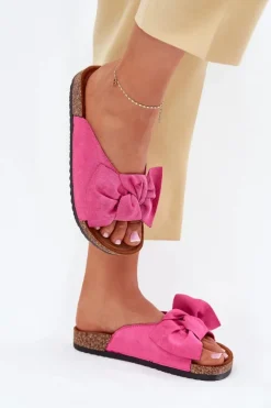 Boto Klapki Korkowe|Klapki Na Platformie*Klapki Damskie Na Korkowej Podeszwie Kokardką Fuksja Seressa Różowy