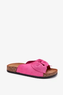 Boto Klapki Korkowe|Klapki Na Platformie*Klapki Damskie Na Korkowej Podeszwie Kokardką Fuksja Seressa Różowy