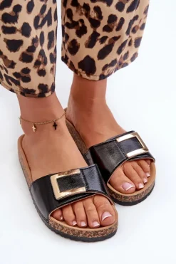 Boto Klapki Korkowe|Klapki Damskie Klasyczne*Klapki Damskie Na Korkowej Platformie Z Ozdobą Czarne Elleriome