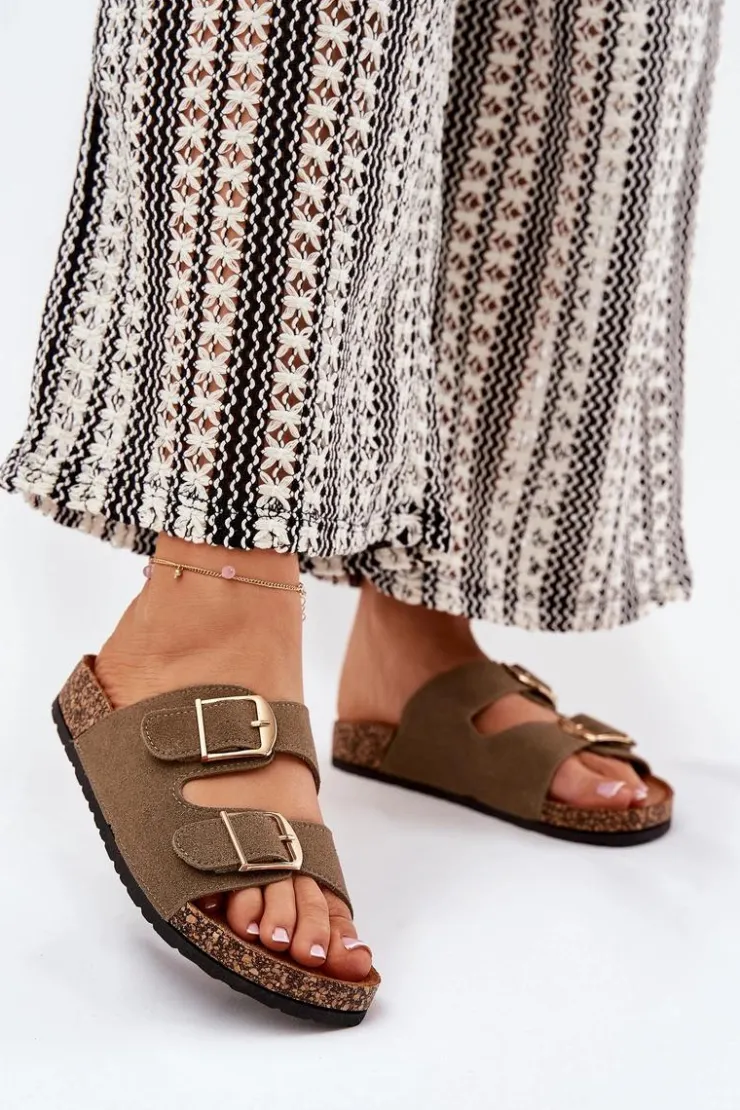 Boto Klapki Korkowe|Klapki Damskie Klasyczne*Klapki Damskie Na Korkowej Platformie Ze Złotymi Klamrami Zielone Lisavionea