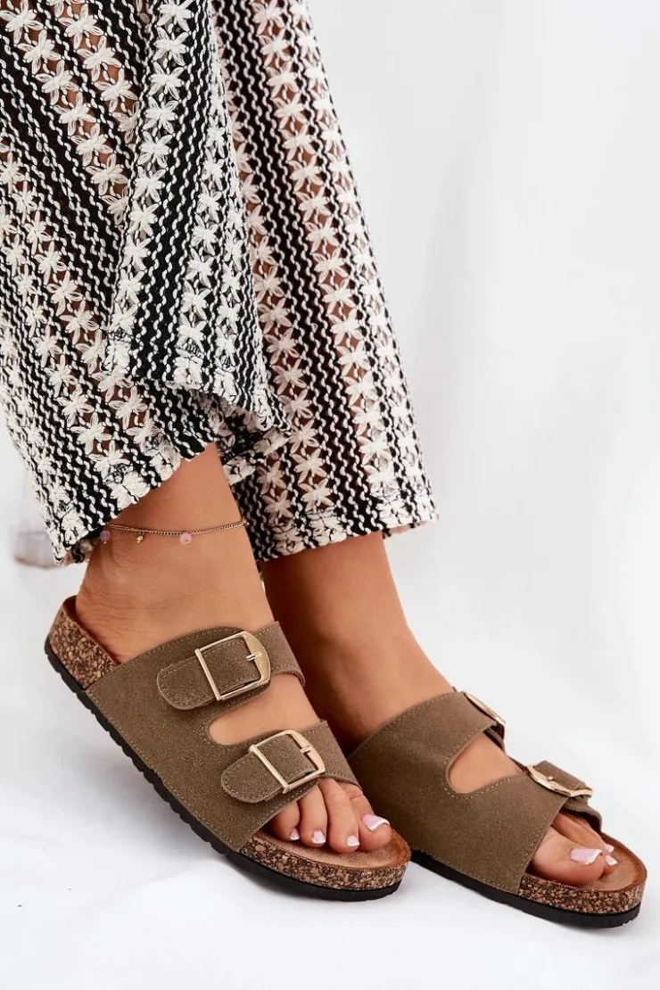 Boto Klapki Korkowe|Klapki Damskie Klasyczne*Klapki Damskie Na Korkowej Platformie Ze Złotymi Klamrami Zielone Lisavionea