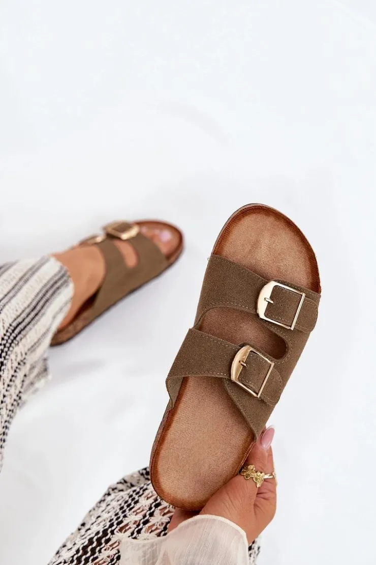 Boto Klapki Korkowe|Klapki Damskie Klasyczne*Klapki Damskie Na Korkowej Platformie Ze Złotymi Klamrami Zielone Lisavionea