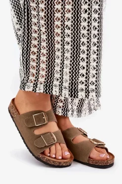 Boto Klapki Korkowe|Klapki Damskie Klasyczne*Klapki Damskie Na Korkowej Platformie Ze Złotymi Klamrami Zielone Lisavionea