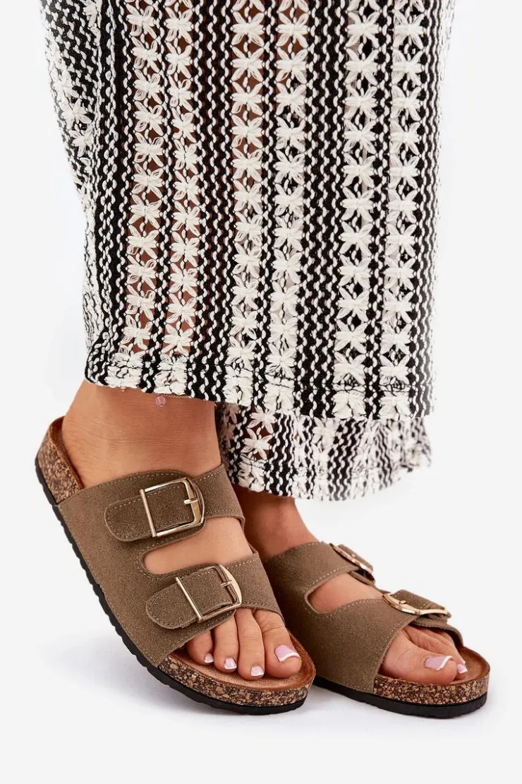 Boto Klapki Korkowe|Klapki Damskie Klasyczne*Klapki Damskie Na Korkowej Platformie Ze Złotymi Klamrami Zielone Lisavionea