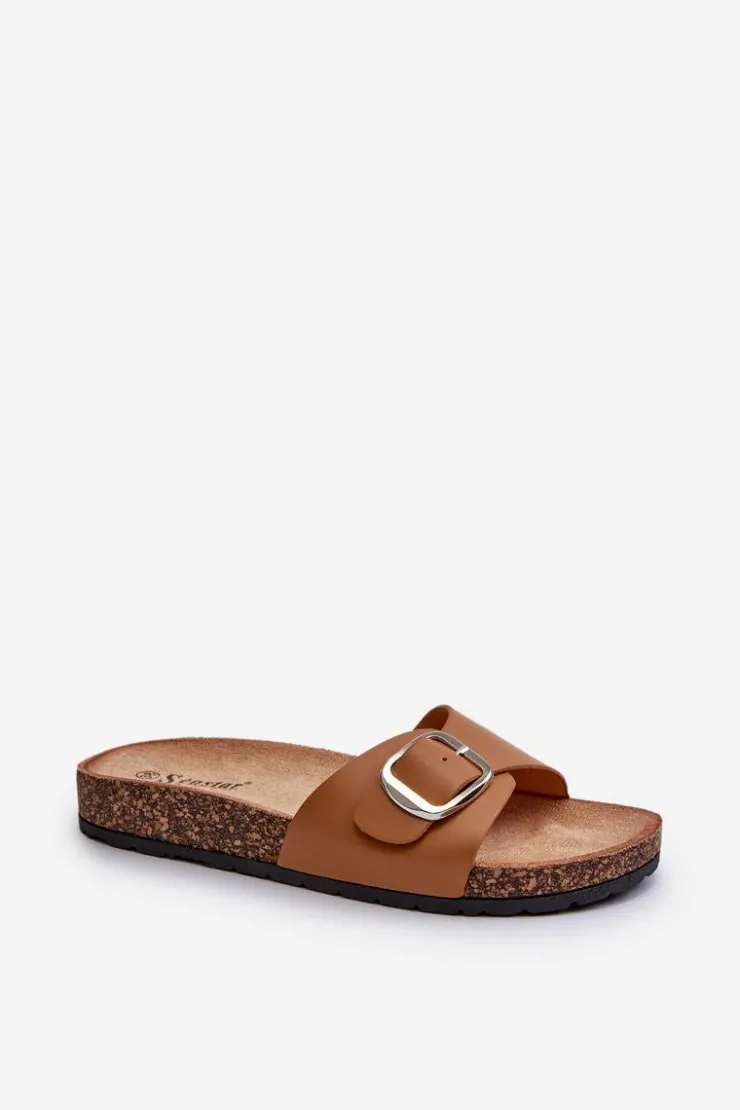 Boto Klapki Korkowe|Klapki Na Platformie*Klapki Damskie Na Korkowej Platformie Z Klamrą Brązowe Moaxi