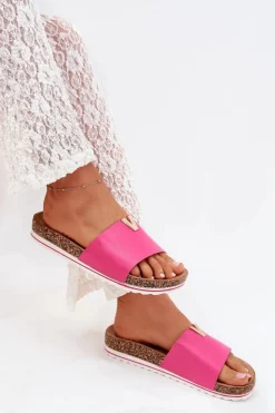 Damskie Boto Klapki Damskie Na Korkowej Platformie Z Ozdobnym Detalem Fuksja Vessira