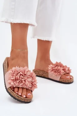 Boto Klapki Korkowe|Klapki Na Platformie*Klapki Damskie Na Korkowej Podeszwie Z Kwiatkami Różowe Ferenza