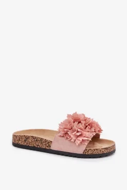 Boto Klapki Korkowe|Klapki Na Platformie*Klapki Damskie Na Korkowej Podeszwie Z Kwiatkami Różowe Ferenza