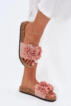 Boto Klapki Korkowe|Klapki Na Platformie*Klapki Damskie Na Korkowej Podeszwie Z Kwiatkami Różowe Ferenza