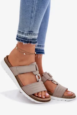 Damskie INBLU Klapki Damskie Na Koturnie CN0007GU Beżowe