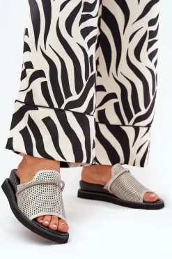 Damskie Boto Klapki Damskie Na Koturnie Z Ozdobnym Paseczkiem Srebrne Teriwes