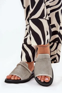 Damskie Boto Klapki Damskie Na Koturnie Z Ozdobnym Paseczkiem Srebrne Teriwes