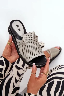 Damskie Boto Klapki Damskie Na Koturnie Z Ozdobnym Paseczkiem Srebrne Teriwes