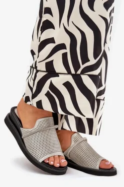 Damskie Boto Klapki Damskie Na Koturnie Z Ozdobnym Paseczkiem Srebrne Teriwes