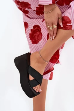 Boto Klapki Na Koturnie|Klapki Na Platformie*Klapki Damskie Na Koturnie I Platformie Czarne Sevolee Czarny