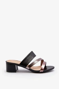 Damskie Boto Klapki Damskie Na Niskim Obcasie Czarne Rosila