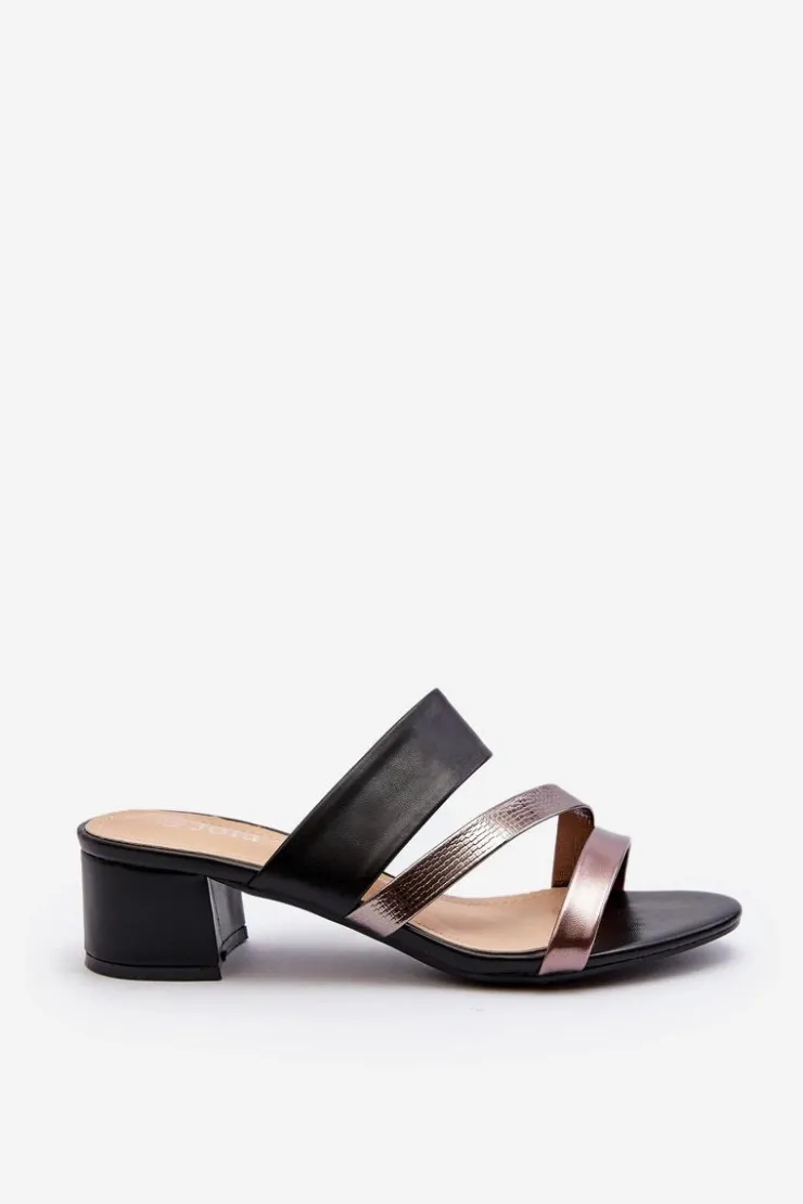 Damskie Boto Klapki Damskie Na Niskim Obcasie Czarne Rosila