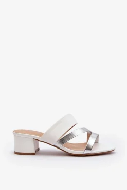 Outlet Boto Klapki Damskie Na Niskim Obcasie Białe Rosila