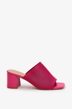 Outlet Boto Klapki Damskie Na Obcasie Typu Słupek Fuksja Wenilan