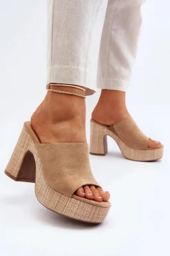 Boto Klapki Na Obcasie|Klapki Damskie Klasyczne*Klapki Damskie Na Obcasie Słupku Brązowe Siobhan