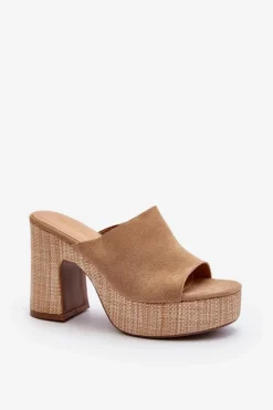 Boto Klapki Na Obcasie|Klapki Damskie Klasyczne*Klapki Damskie Na Obcasie Słupku Brązowe Siobhan