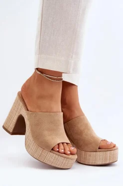 Boto Klapki Na Obcasie|Klapki Damskie Klasyczne*Klapki Damskie Na Obcasie Słupku Brązowe Siobhan