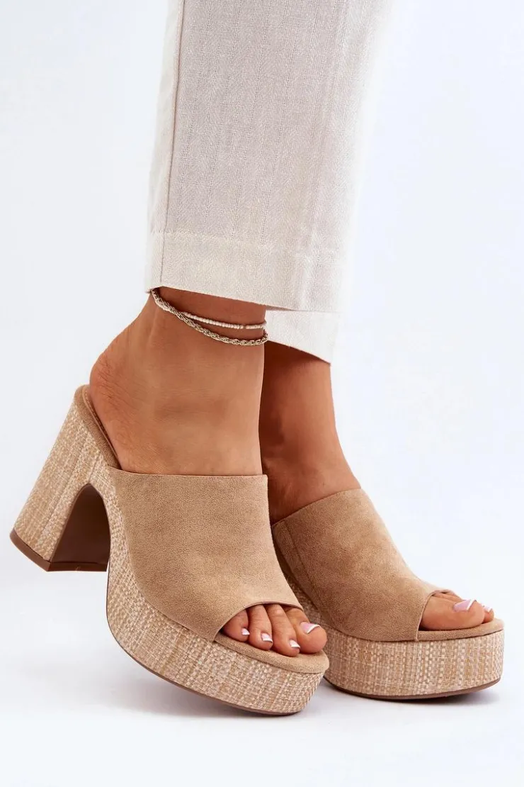 Boto Klapki Na Obcasie|Klapki Damskie Klasyczne*Klapki Damskie Na Obcasie Słupku Brązowe Siobhan