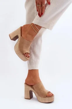 Boto Klapki Na Obcasie|Klapki Damskie Klasyczne*Klapki Damskie Na Obcasie Słupku Brązowe Siobhan