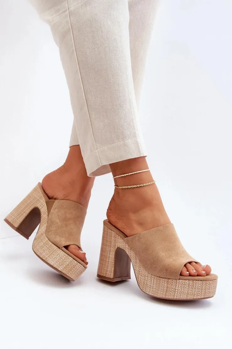 Boto Klapki Na Obcasie|Klapki Damskie Klasyczne*Klapki Damskie Na Obcasie Słupku Brązowe Siobhan