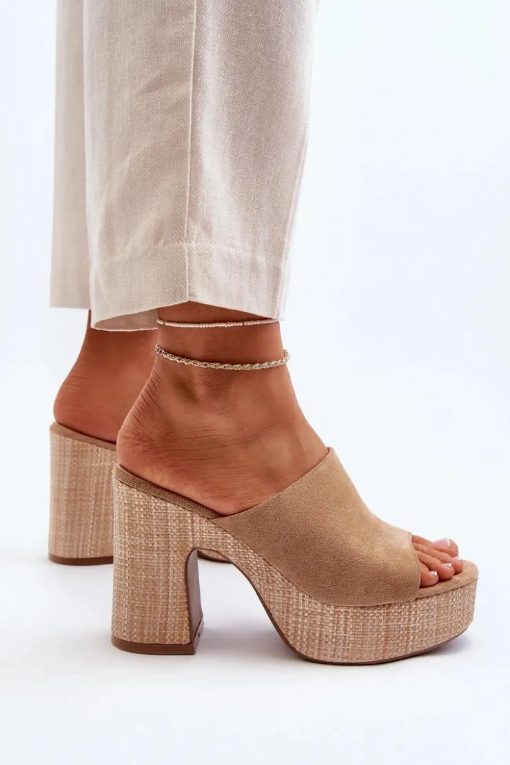 Boto Klapki Na Obcasie|Klapki Damskie Klasyczne*Klapki Damskie Na Obcasie Słupku Brązowe Siobhan