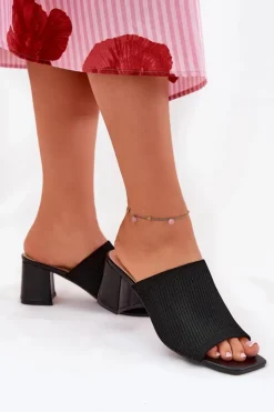 Damskie Boto Klapki Damskie Na Obcasie Typu Słupek Czarne Wenilan